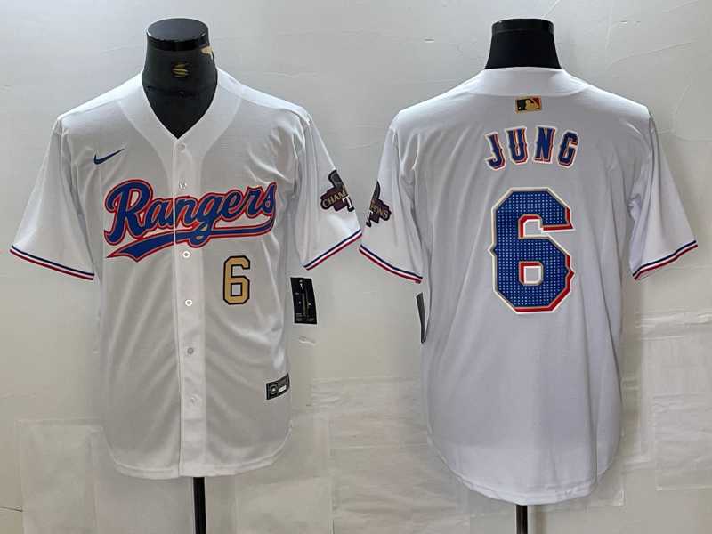 Men's Texas Rangers #6 Josh Jung Number White 2023 World Series Champions Cool Base Jerseys,We sell and wholesale Men's Texas Rangers #6 Josh Jung Number White 2023 World Series Champions Cool Base Jerseys on line form chian!